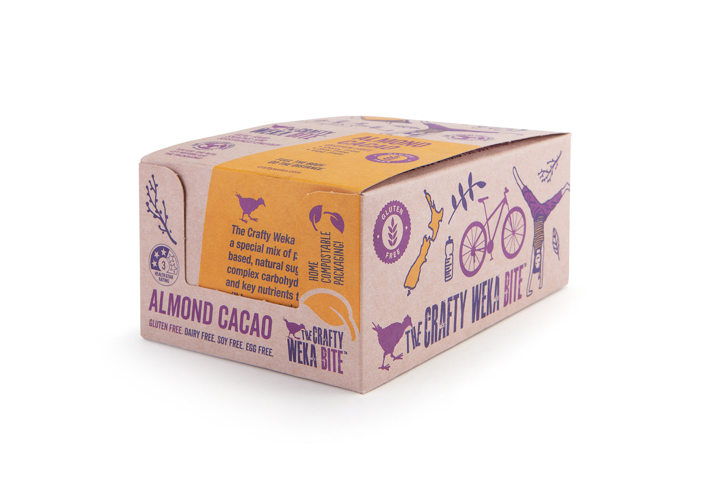 12x Bite Size Almond Cacao Flavour Gluten Free Snack Bars
