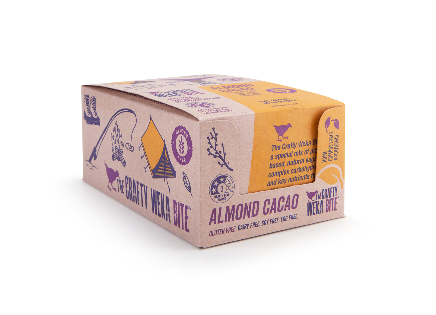 12x Bite Size Almond Cacao Flavour Gluten Free Snack Bars