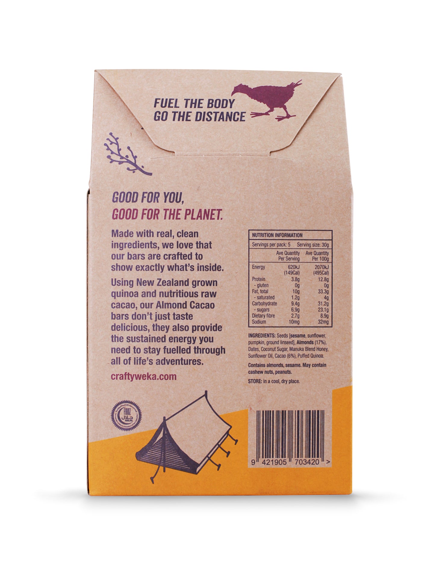 25x Almond Cacao Flavour Gluten Free Bite Size Snack bars (5x Packs of 5)