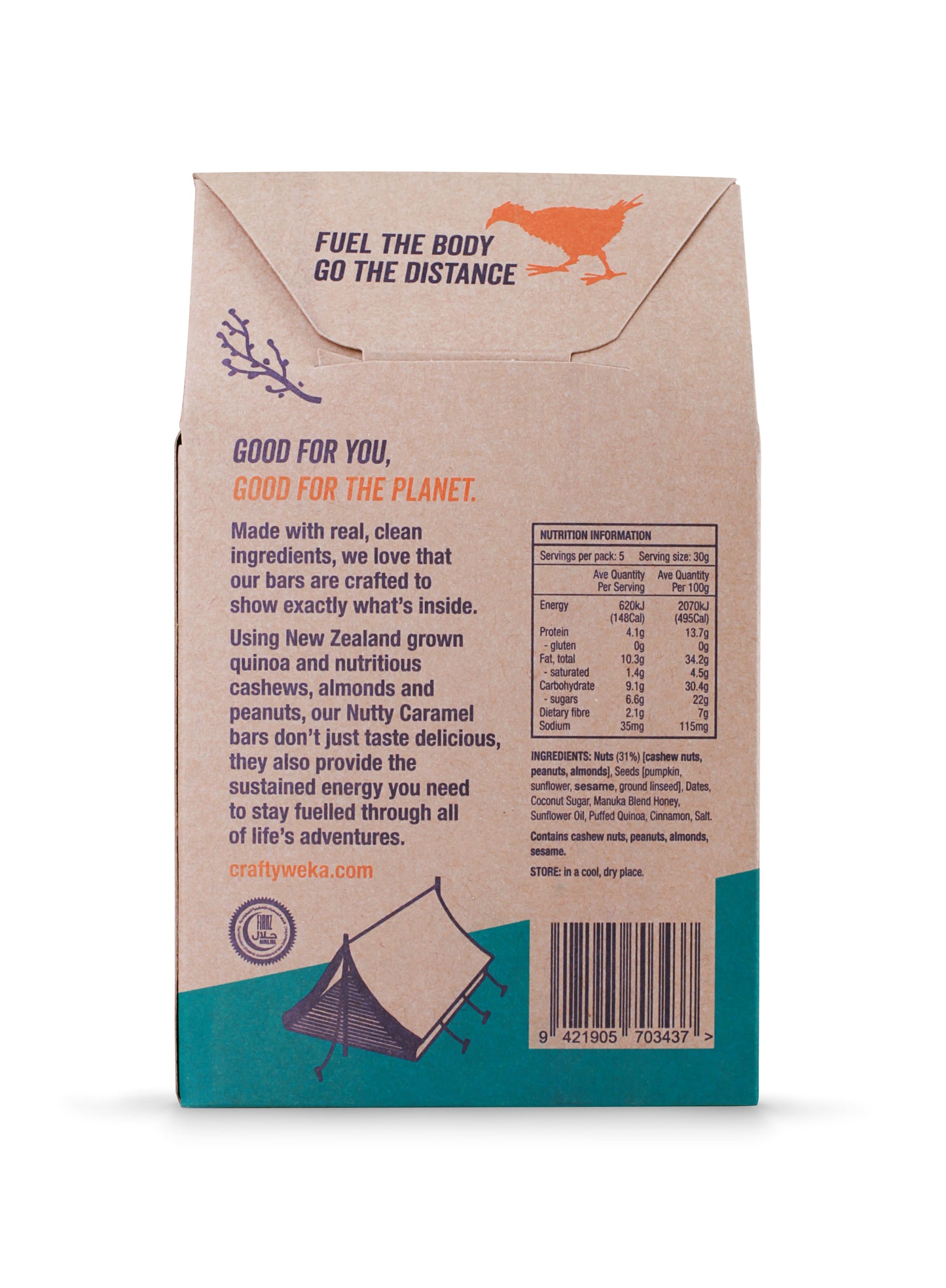25x Nutty Caramel Flavour Gluten Free Bite Size Snack bars (5x Packs of 5)